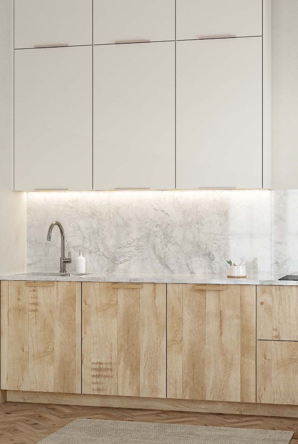 Unity kitchen in Natural Oak Montane and Supermatt Light Grey