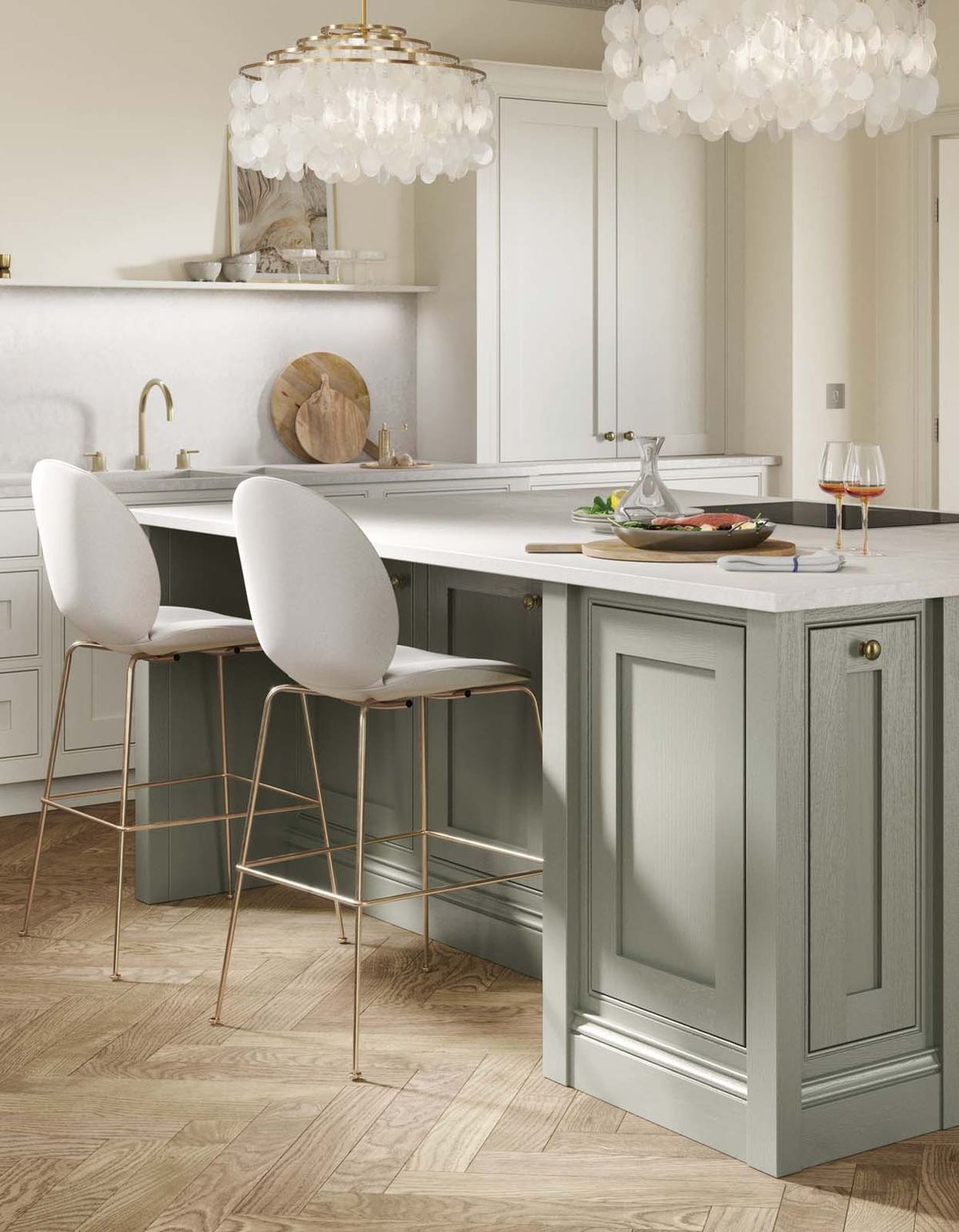 Clarendon Shaker kitchen in Dove Grey and Regiment