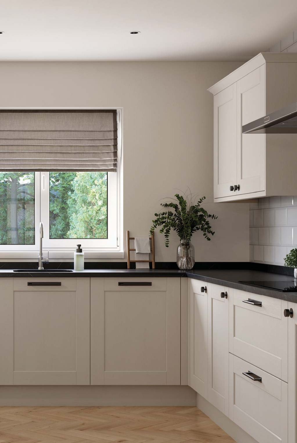 Belsay Woodgrain kitchen painted Cashmere