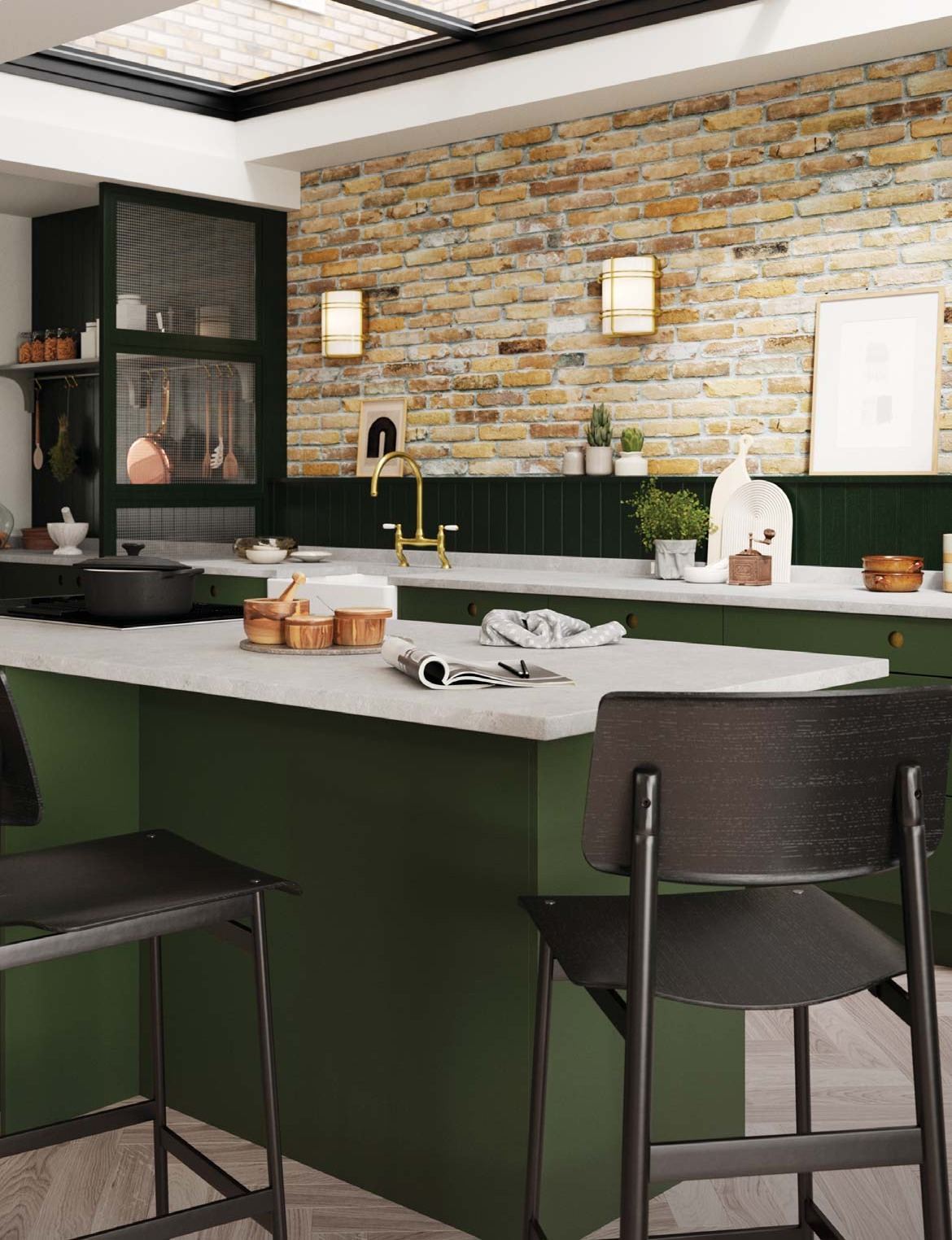 Porter Outline kitchen in Bay Green and Dust Grey