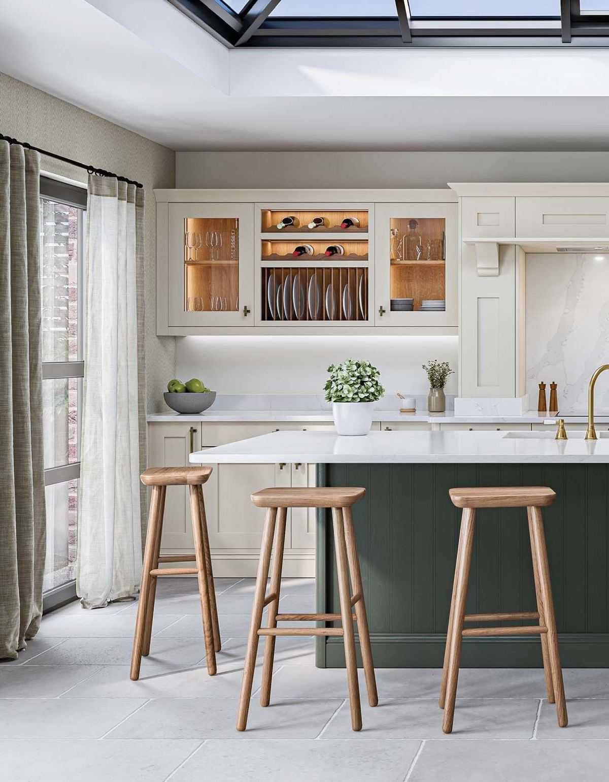 Mornington Shaker kitchen in Taupe Grey with Copse Green